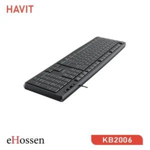 Havit KB253 USB Exquisite Keyboard – Wired keyboard with 104 keys, USB connection, and sleek black design.